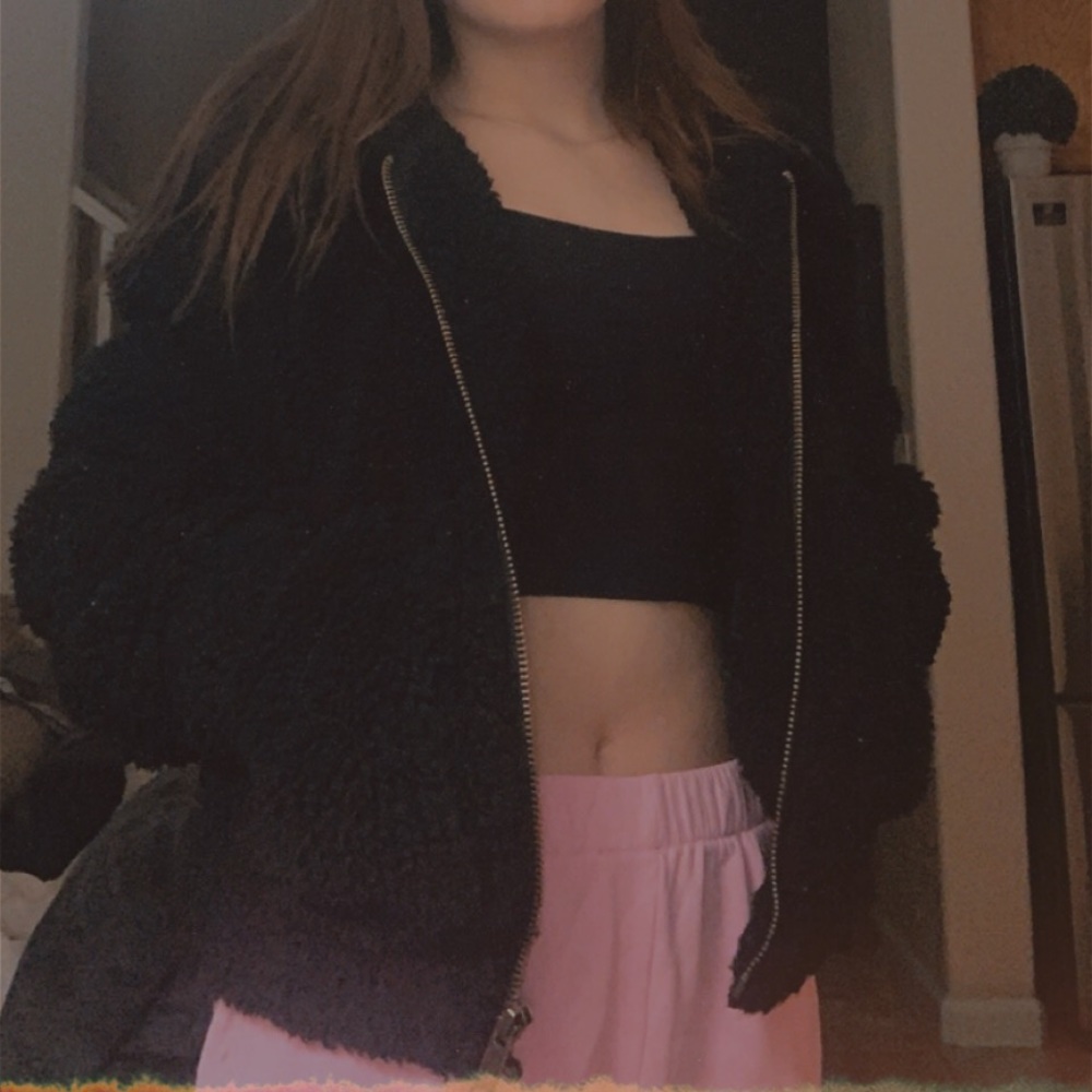 Garage black teddy jacket
